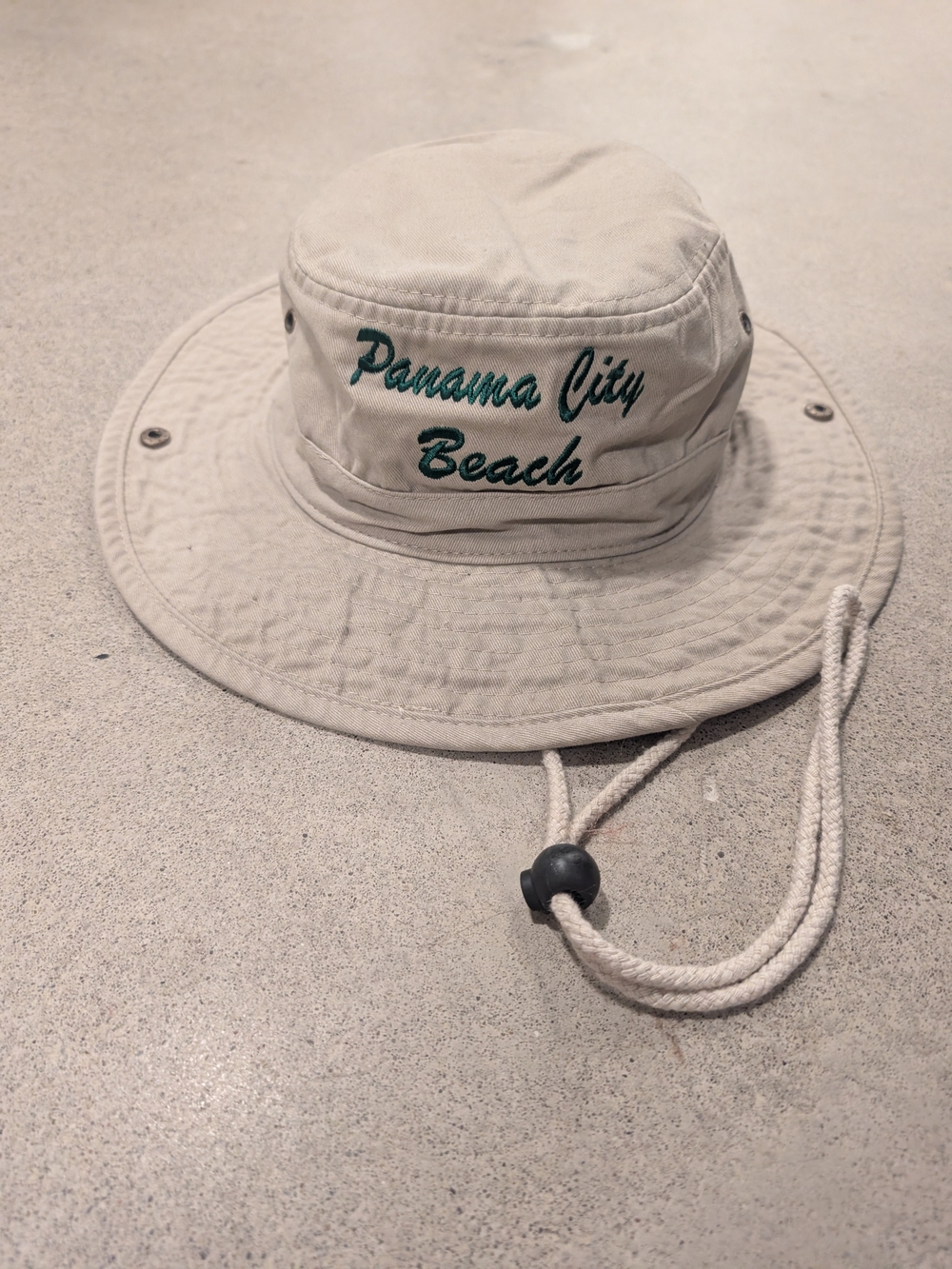 Panama City Beach Beige Bucket Hat with Chin Cord